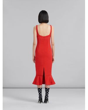 Marni Fitted Dress With Ruffle Hem - Red