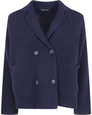 Anneclaire Double Breasted Knitted Jacket - Blue