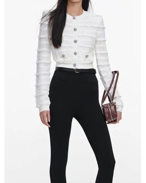 Self-Portrait Pointelle Knit Cardigan - White