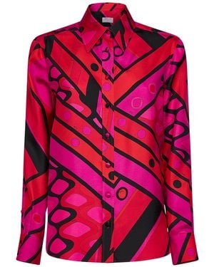 PUCCI Silk Twill Vivara-Print Shirt - Pink