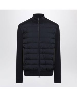 Moncler Wool & Cashmere Blend Padded Zip-Up Cardigan - Blue
