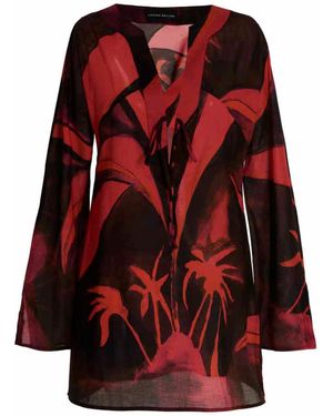 Louisa Ballou Printed Short Kaftano - Red