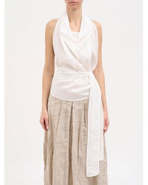 Nostrasantissima Cotton And Silk Voile Top - Natural