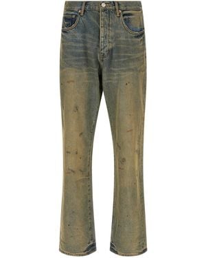 Purple 'P011 Dirty Oil Repair' Jeans - Green