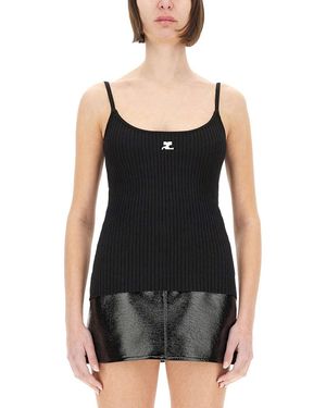 Courreges "Reedition" Knit Tank Top - Black