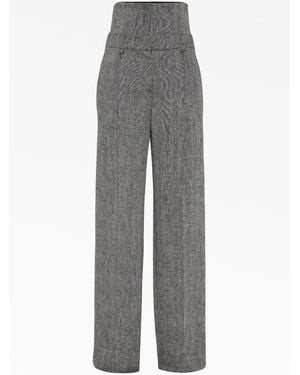 Brunello Cucinelli Linen Wide Leg Pants - Gray
