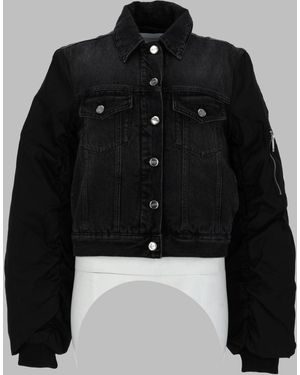 Ganni Cropped Denim Puffer Jacket - Black