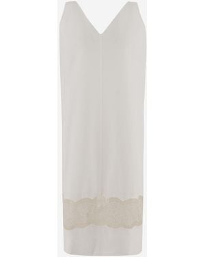 Carven Cotton Dress With Lace Trim - White