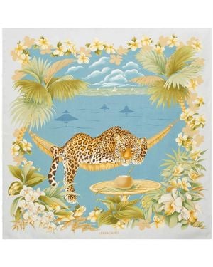 Ferragamo Jungle Print Silk Scarf - Yellow