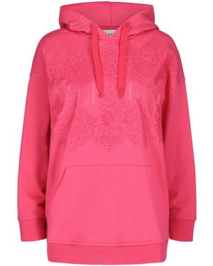 Valentino Lace-Paneled Cotton-Terry Hoodie - Pink