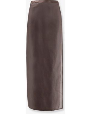 R2W Linen Wrap Skirt - Brown