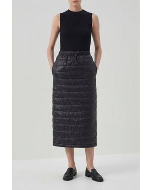 Brunello Cucinelli Quilted Midi Skirt - Black
