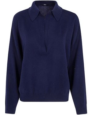Seventy Wool Cashmere Blend Polo Neck Sweater - Blue