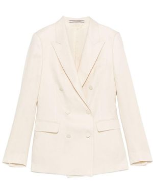 Tagliatore Linen Double-Breasted Suit - White