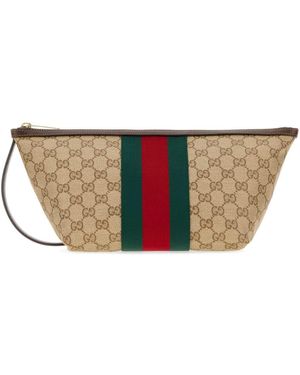 Gucci Small Gg Toiletry Case With Web - Natural