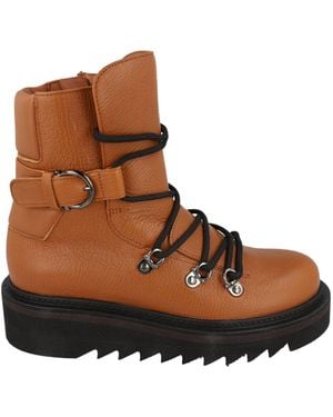 Ferragamo Elimo Lace-Up Leather Boots - Brown