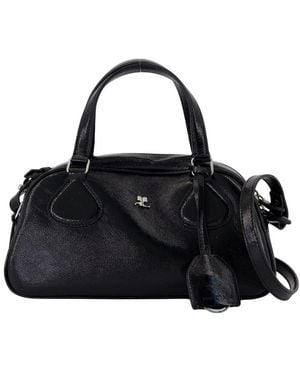 Courreges Friday Leather Bag With Top Handle - Black