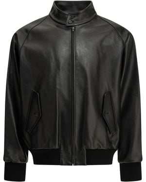 A.PRESSE "Harrington" Leather Jacket - Black