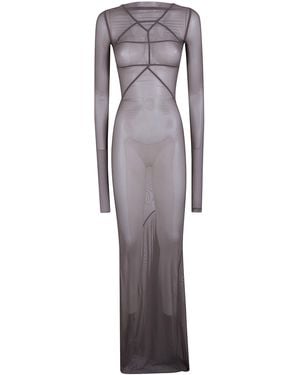 Rick Owens Temple Gown Long Dress - Gray