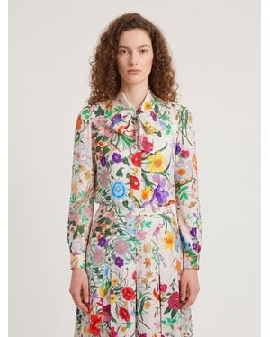 Gucci Printed Silk Twill Shirt - White