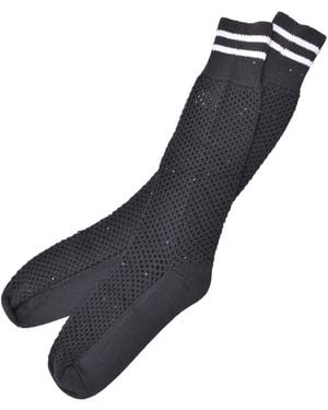 Brunello Cucinelli Two Tone Hand Knit High Socks - Gray