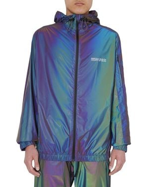 Marcelo Burlon Reflective Iridescent Wind Jacket - Blue