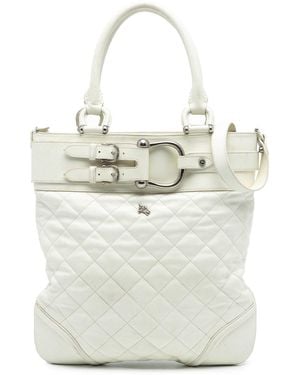 Burberry Quilted Leather Hillgate Convertible Tote - White
