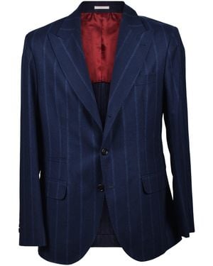 Brunello Cucinelli Wool Striped Suit - Blue