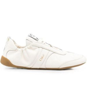 Chloé Kick Logo-Print Lace-Up Sneakers - White