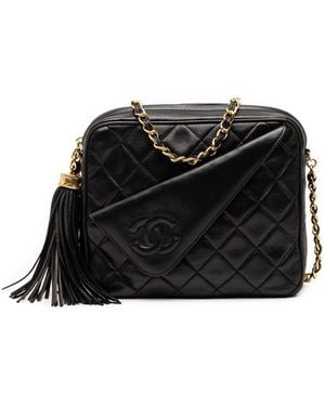 CHANEL Mini Cc Quilted Lambskin Tassel Camera Bag - Black