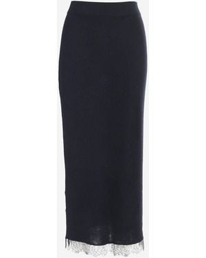 arch4 Cashmere Skirt With Lace Detail - Blue