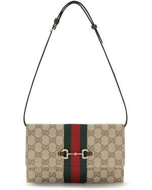 Gucci Wallet Horsebit Web Gg Canvas - White