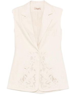 Twinset Linen Waistcoat - White