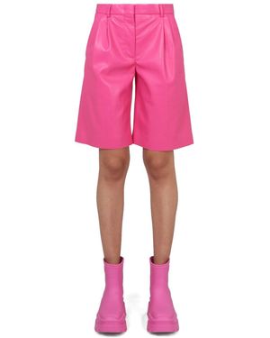 MSGM Faux Leather Bermuda Shorts - Pink