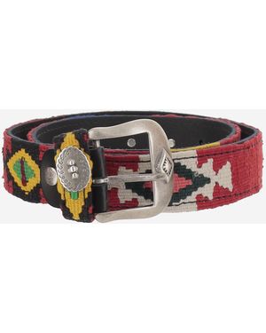 Waitz Design Belt Azteca Leather/Fabric - Red