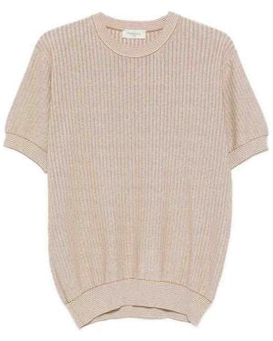 Piacenza Cashmere Short Sleeve Crew-Neck Sweater - Natural