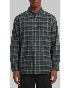 DUNST Plaid Flannel Shirt - Gray