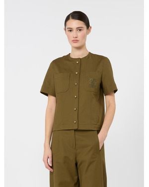 Max Mara Stretch Cotton Zanzara Blouse - Green