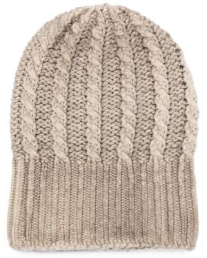 Avant Toi Hand Painted Cashmere Braided Hat With High Edge - Natural