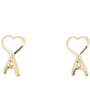 Ami Paris Hammered Ami De Coeur Earrings - Metallic