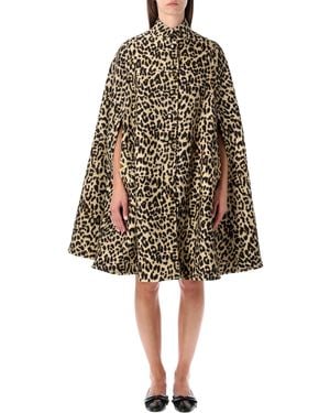 Valentino Animalprint Wool Cape - Natural