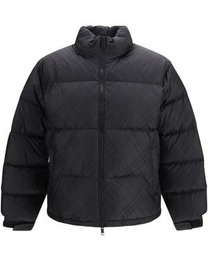 Burberry Highlands Check Nylon Puffer Jacket - Blue