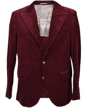 Brunello Cucinelli Burgundy Wool Cashmere Blazer - Red