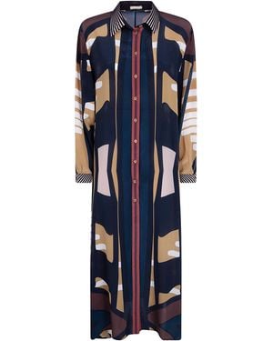 VOLANTIS "Riad" Shirt Neck Dress - Blue