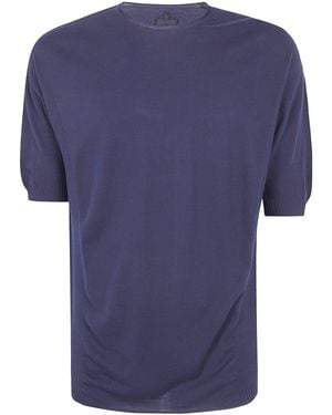 MD75 Light Cotton Boxi Short Sleeves Sweater - Blue