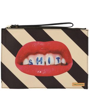 Seletti Stripes Shit Clutch - Red