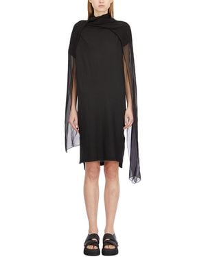 Masnada Cotton Dress With Silk Scarf - Black