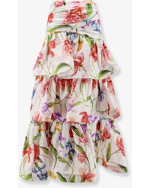 Lavi Skirt Flounced Ramie - White