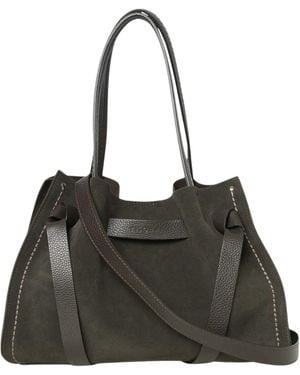 VISONA Vittoria Suede Tote Bag - Black