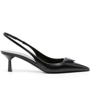 Prada Leather Slingback Pumps - Black